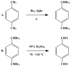 Reaction equation for TEREPHTHALALDEHYDE