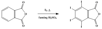 Reaction equation for TETRAIODOPHTHALIC ANHYDRIDE (Phthalic anhydride, tetraiodo-)