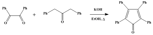 Reaction equation for TETRAPHENYLCYCLOPENTADIENONE (Cyclopentadienone, tetraphenyl-)