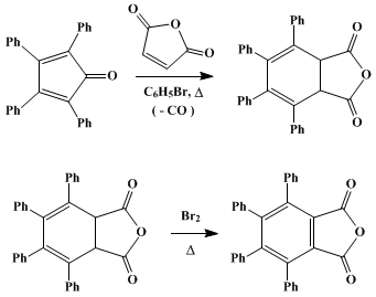 Reaction equation for TETRAPHENYLPHTHALIC ANHYDRIDE (Phthalic anhydride, tetraphenyl-)