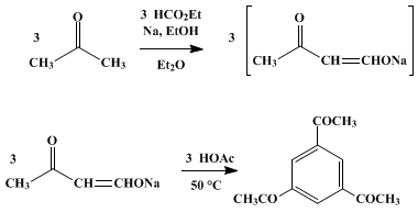 Reaction equation for 1,3,5-TRIACETYLBENZENE (Benzene, 1,3,5-triacetyl)
