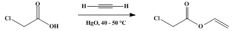 Reaction equation for VINYL CHLOROACETATE (Acetic acid, chloro-, vinyl ester)