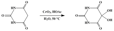Reaction equation for ALLOXAN MONOHYDRATE (Barbituric acid, 5,5-dihydroxy-)