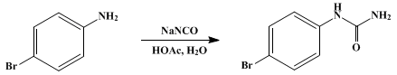 Reaction equation for ARYLUREASI. CYANATE METHODp-BROMOPHENYLUREA (Urea, (p-bromophenyl)-)