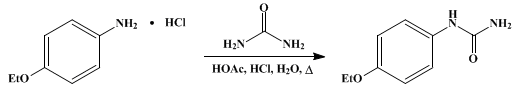 Reaction equation for ARYLUREASII. UREA METHODp-ETHOXYPHENYLUREA (Dulcin)