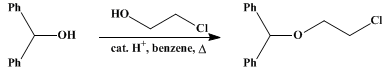 Reaction equation for BENZHYDRYL β-CHLOROETHYL ETHER (Ether, benzohydryl 2-chloroethyl)