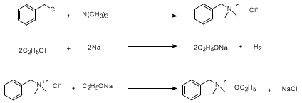 Reaction equation for BENZYLTRIMETHYLAMMONIUM ETHOXIDE (Ammonium, benzyltrimethyl-, ethoxide)