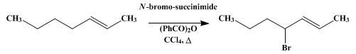 Reaction equation for 4-BROMO-2-HEPTENE (2-Heptene, 4-bromo-)