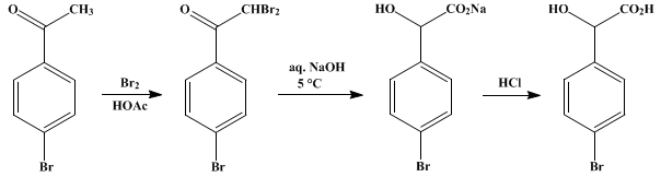 Reaction equation for p-BROMOMANDELIC ACID (Mandelic acid, p-bromo)