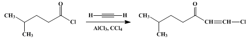 Reaction equation for β-CHLOROVINYL ISOAMYL KETONE (1-Hepten-3-one, 1-chloro-6-methyl-)