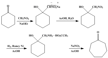 Reaction equation for CYCLOHEPTANONE (I. NITROUS ACID METHOD)