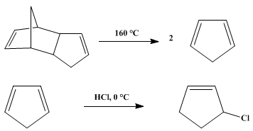 Reaction equation for CYCLOPENTADIENE AND 3-CHLOROCYCLOPENTENE (Cyclopentene, 3-chloro-)