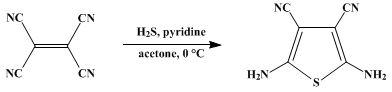 Reaction equation for 2,5-DIAMINO-3,4-DICYANOTHIOPHENE (3,4-Thiophenedicarbonitrile, 2,5-diamino-)