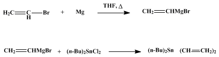 Reaction equation for DI-n-BUTYLDIVINYLTIN (Tin, dibutyldivinyl-)