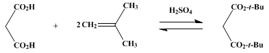 Reaction equation for DI-tert-BUTYL MALONATE (Malonic acid, di-t-butyl ester)