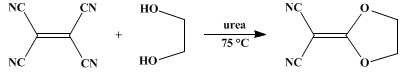 Reaction equation for DICYANOKETENE ETHYLENE ACETAL (1,3-Dioxolane-Δ2,α-malononitrile)