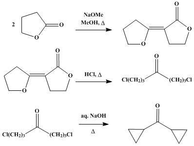 Reaction equation for DICYCLOPROPYL KETONE (Ketone, dicyclopropyl)
