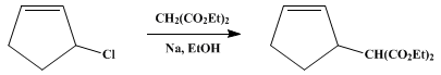 Reaction equation for DIETHYL Δ2-CYCLOPENTENYLMALONATE (2-Cyclopentene-1-malonic acid, diethyl ester)