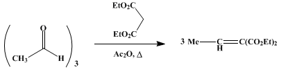 Reaction equation for DIETHYL ETHYLIDENEMALONATE (Malonic acid, ethylidene-, diethyl ester)