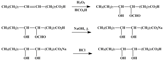 Reaction equation for 9,10-DIHYDROXYSTEARIC ACID (low-melting isomer)