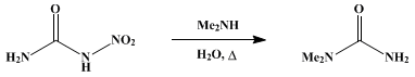 Reaction equation for asym-DIMETHYLUREA (Urea, 1,1-dimethyl-)