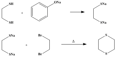 Reaction equation for p-DITHIANE