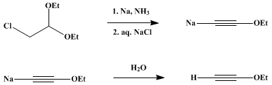 Reaction equation for ETHOXYACETYLENE (Ether, ethyl ethynyl)
