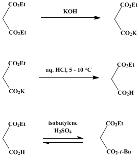 Reaction equation for ETHYL tert-BUTYL MALONATE (Malonic acid, tert-butyl ethyl ester)