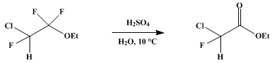 Reaction equation for ETHYL CHLOROFLUOROACETATE (Acetic acid, chlorofluoro-, ethyl ester)