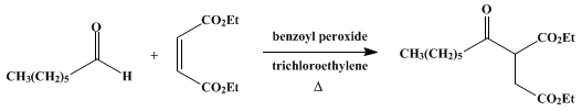 Reaction equation for ETHYL ENANTHYLSUCCINATE (Succinic acid, heptanoyl-, diethyl ester)