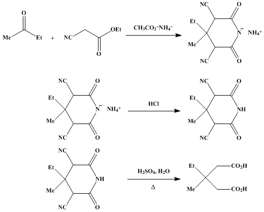 Reaction equation for β-ETHYL-β-METHYLGLUTARIC ACID (Glutaric acid, 3-ethyl-3-methyl-)