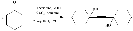Reaction equation for 1,1'-ETHYNYLENE-bis-CYCLOHEXANOL (Cyclohexanol, 1,1'-ethynylenedi-)