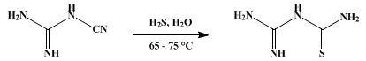 Reaction equation for GUANYLTHIOUREA (Urea, 1-amidino-2-thio-)