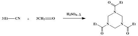 Reaction equation for HEXAHYDRO-1,3,5-TRIPROPIONYL-s-TRIAZINE (s-Triazine, hexahydro-1,3,5-tripropionyl)