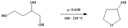 Reaction equation for 3-HYDROXYTETRAHYDROFURAN (Furan, 3-hydroxy-1,2,3,4-tetrahydro-)