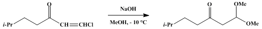 Reaction equation for β-KETOISOÖCTALDEHYDE DIMETHYL ACETAL (Heptanal, 6-methyl-3-oxo-, 1-dimethyl acetal)
