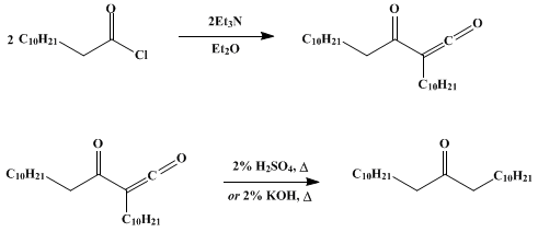 Reaction equation for LAURONE (12-Tricosanone)