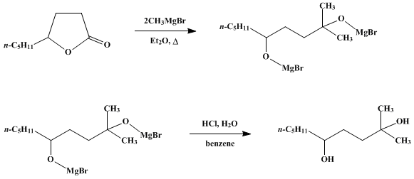 Reaction equation for 2-METHYL-2,5-DECANEDIOL (2,5-Decanediol, 2-methyl-)