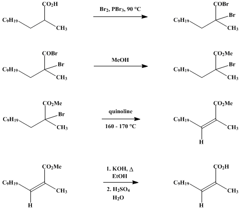 Reaction equation for trans-2-METHYL-2-DODECENOIC ACID (trans-2-Dodecenoic acid, 2-methyl-)