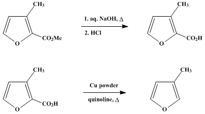 Reaction equation for 3-METHYL-2-FUROIC ACID AND 3-METHYLFURAN (2-Furoic acid, 3-methyl-)