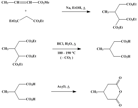 Reaction equation for β-METHYLGLUTARIC ANHYDRIDE (Glutaric anhydride, 3-methyl-)