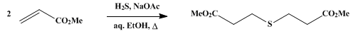 Reaction equation for METHYL β-THIODIPROPIONATE (Propionic acid, 3,3'-thiodi-, dimethyl ester)