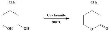 Reaction equation for β-METHYL-δ-VALEROLACTONE (Valeric acid, 5-hydroxy-3-methyl-, δ-lactone)