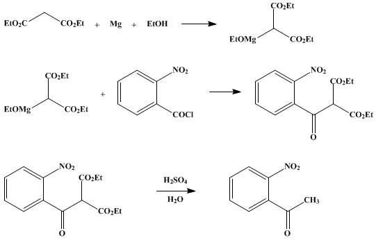 Reaction equation for o-NITROACETOPHENONE (Acetophenone, 2'-nitro-)