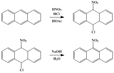 Reaction equation for 9-NITROANTHRACENE (Anthracene, 9-nitro-)