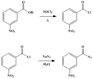 Reaction equation for m-NITROBENZAZIDE (Benzoyl azide, m-nitro-)