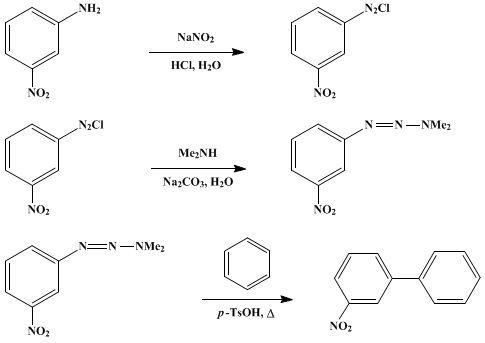 Reaction equation for m-NITROBIPHENYL (Biphenyl, 3-nitro-)