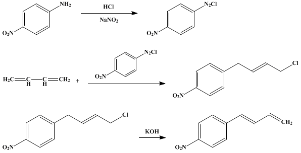 Reaction equation for 1-(p-NITROPHENYL)-1,3-BUTADIENE (1,3-Butadiene, 1-(p-nitrophenyl)-)