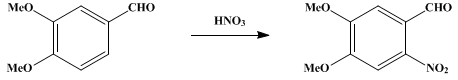 Reaction equation for 6-NITROVERATRALDEHYDE (Veratraldehyde, 6-nitro-)