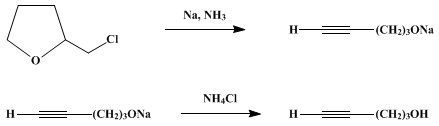 Reaction equation for 4-PENTYN-1-OL